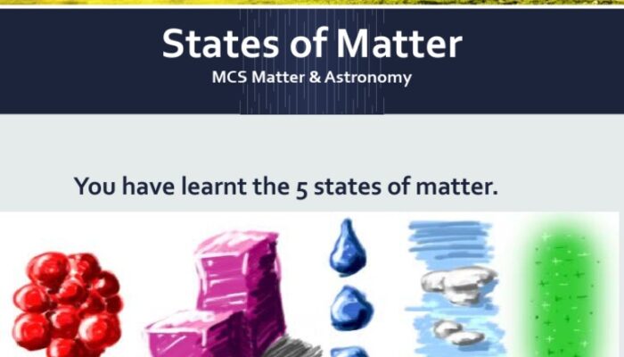 What are all five states of matter as if I were a five-year-old?