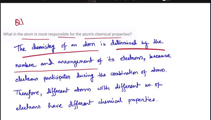 What electrons are responsible for the properties of an atom?