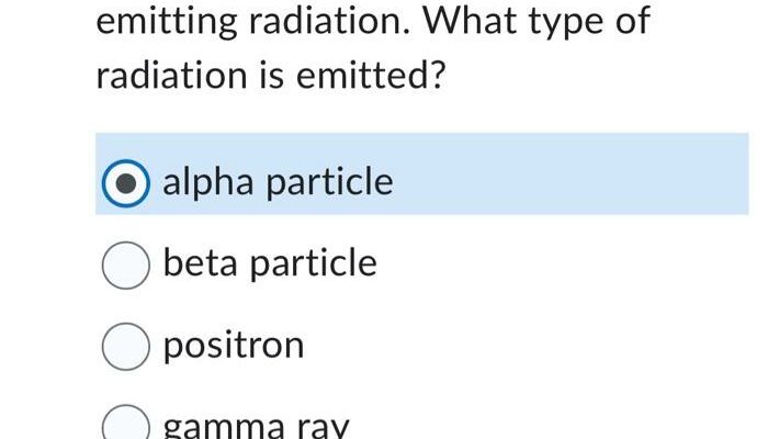 What particle is emitted in gamma radiation?