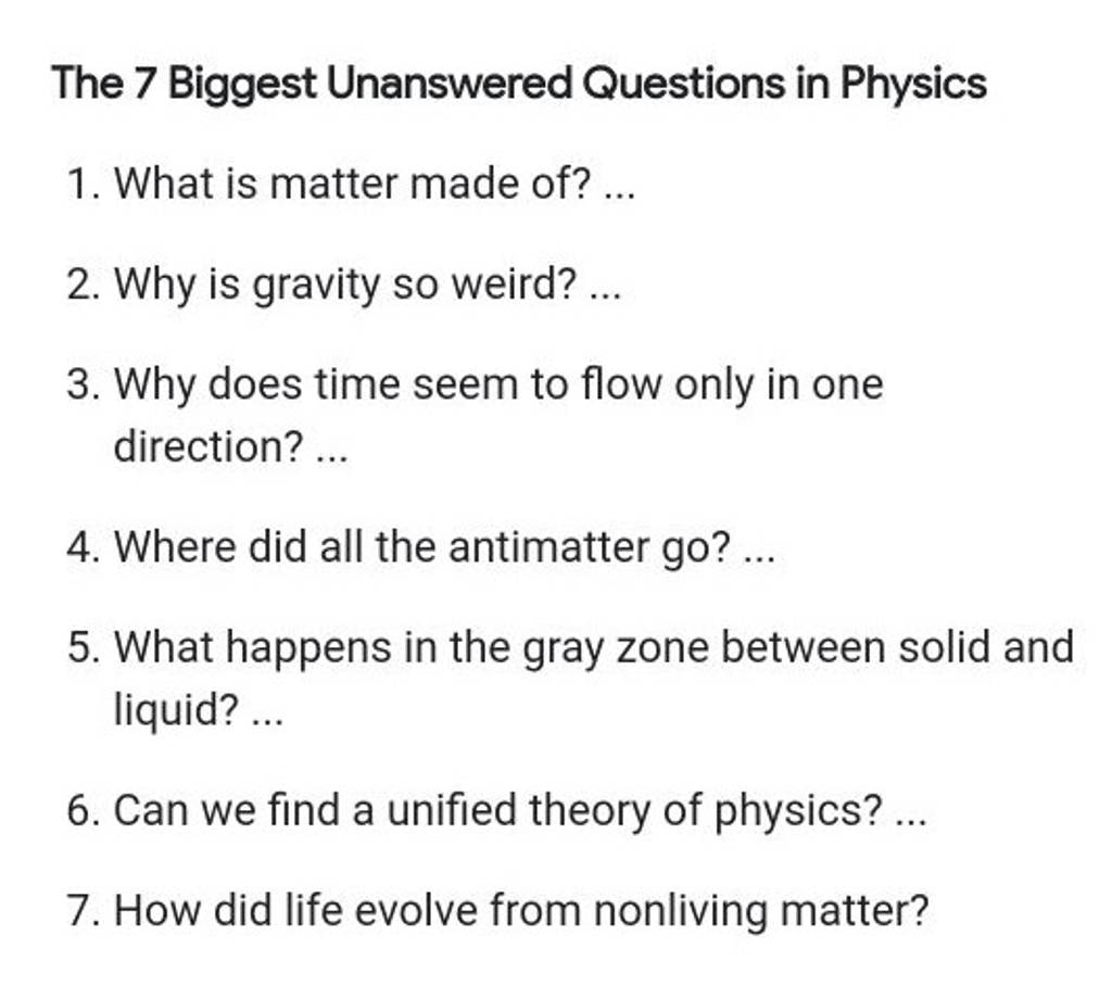 The Biggest Unanswered Questions in Physics Right Now