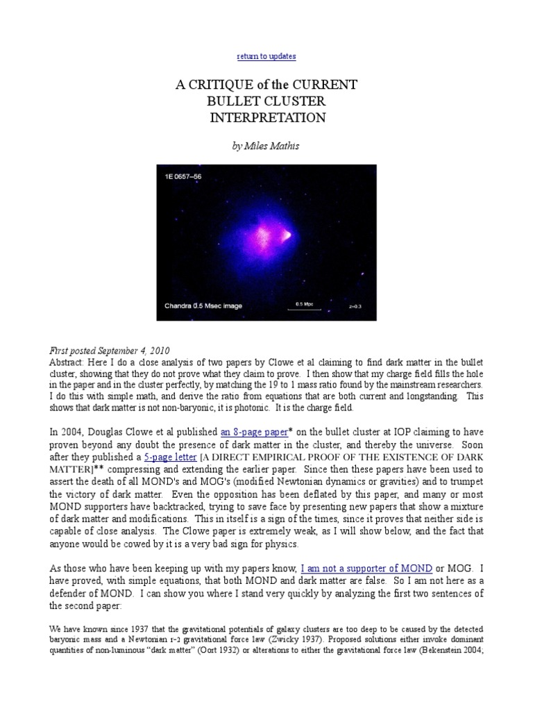 The Bullet Cluster—Smoking Gun or Misunderstood?